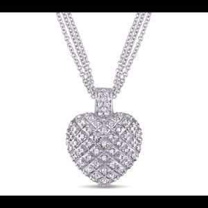 Women's 1 Carat T.W. Diamond Sterling Silver Heart Necklace